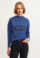 Bayan Lacivert Yüksek Yakalı Sweatshirt