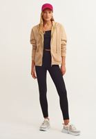 Bayan Bej Kapüşonlu ve Fermuarlı Sweatshirt