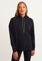 Bayan Siyah Pamuklu Uzun Kollu Sweatshirt