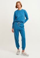 Bayan Mavi Biye Detaylı Oversize Sweatshirt