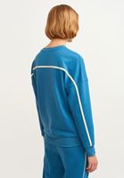 Bayan Mavi Biye Detaylı Oversize Sweatshirt