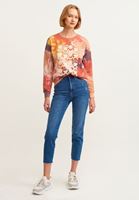 Bayan Taba Rengi Batik Yıkamalı Baskılı Sweatshirt