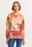 Bayan Taba Rengi Batik Yıkamalı Baskılı Sweatshirt