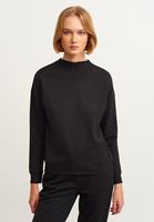 Bayan Siyah Yüksek Yakalı Sweatshirt