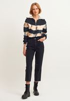Bayan Siyah Batik Desenli Fermuarlı Sweatshirt