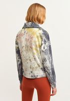 Bayan Yeşil Batik Desenli Fermuarlı Sweatshirt