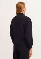 Bayan Siyah Pamuklu Fermuar Detaylı Sweatshirt