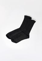 Bayan Siyah Örgü Detaylı Çorap