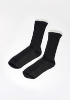 Bayan Siyah Örgü Detaylı Çorap