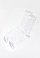 Bayan Beyaz Örgü Detaylı Çorap
