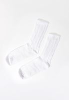 Bayan Beyaz Örgü Detaylı Çorap