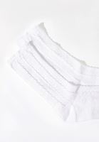 Bayan Beyaz Örgü Detaylı Çorap