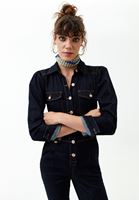 Bayan Mavi Korse Detaylı Denim Tulum