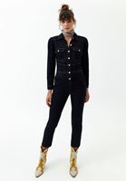 Bayan Mavi Korse Detaylı Denim Tulum