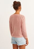 Bayan Turuncu Yıkama Detaylı Triko Kazak 