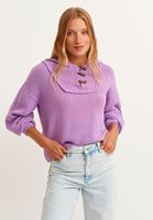 Bayan Mor Pamuklu Kapüşonlu Triko