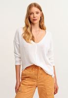 Bayan Beyaz V-Neck Triko