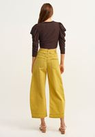 Bayan Yeşil Yıkamalı Baggy Pantolon