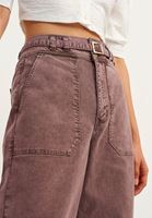 Bayan Kahverengi Yıkamalı Baggy Pantolon