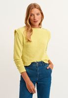 Bayan Sarı Omuz Detaylı Şönil Triko