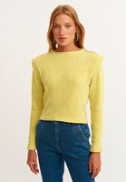 Bayan Sarı Omuz Detaylı Şönil Triko