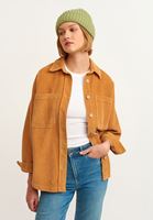 Bayan Kahverengi Oversize Kadife Gömlek