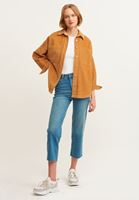 Bayan Kahverengi Oversize Kadife Gömlek