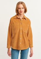 Bayan Kahverengi Oversize Kadife Gömlek