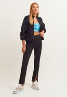 Bayan Siyah Fermuar Detaylı Pantolon