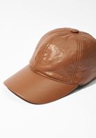 Bayan Kahverengi Vegan Deri Şapka