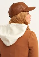 Bayan Kahverengi Vegan Deri Şapka