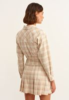 Bayan Çok Renkli Ekose Desenli Crop Gömlek