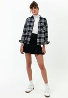 Bayan Siyah Oversize Ekose Gömlek