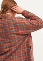 Bayan Kiremit Oversize Ekose Gömlek Ceket