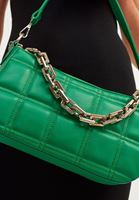Bayan Yeşil Zincirli Kapitone Baget Çanta