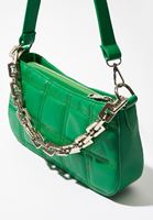 Bayan Yeşil Zincirli Kapitone Baget Çanta