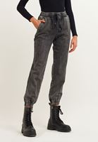 Bayan Siyah Beli Lastikli Denim Jogger Pantolon