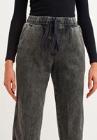 Bayan Siyah Beli Lastikli Denim Jogger Pantolon