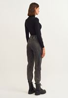 Bayan Siyah Beli Lastikli Denim Jogger Pantolon