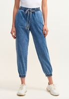 Bayan Mavi Pamuklu Denim Jogger Pantolon