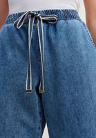 Bayan Mavi Pamuklu Denim Jogger Pantolon