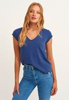 Bayan Lacivert Pamuklu V-Neck Tişört