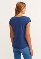 Bayan Lacivert Pamuklu V-Neck Tişört
