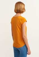 Bayan Turuncu Pamuklu V-Neck Tişört