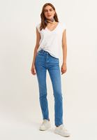 Bayan Beyaz Pamuklu V-Neck Tişört
