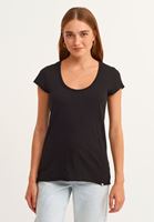 Bayan Siyah Pamuklu U-Neck Tişört