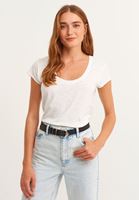 Bayan Beyaz Pamuklu U-Neck Tişört