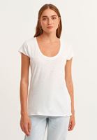 Bayan Beyaz Pamuklu U-Neck Tişört