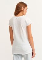 Bayan Beyaz Pamuklu U-Neck Tişört