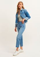 Bayan Mavi Pamuklu Straight-Fit Denim Pantolon